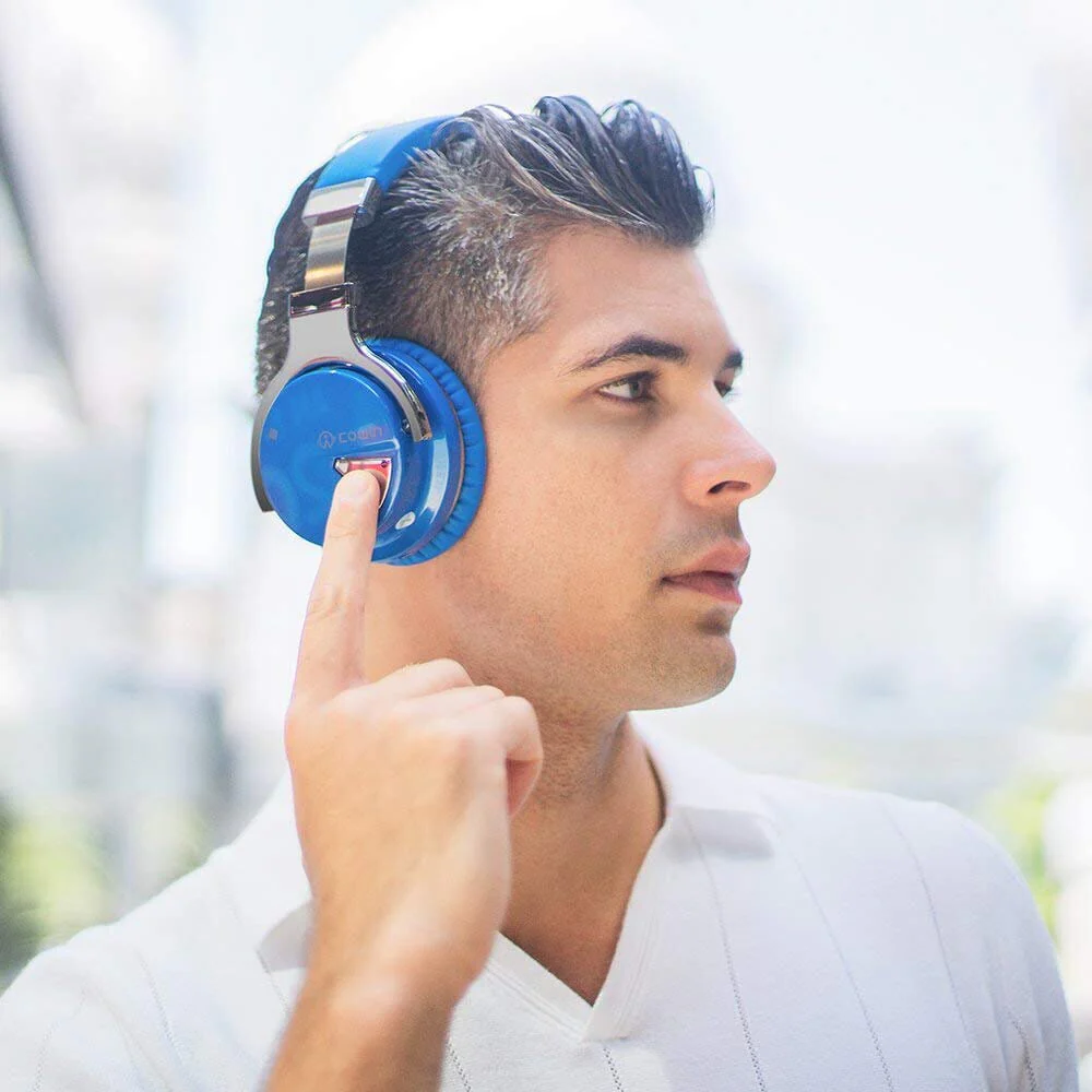COWIN E7 Active Noise Cancelling Headphones Bluetooth Headphones with Mic Deep Bass Wireless Headphones Over Ear(Blue) - Image 7