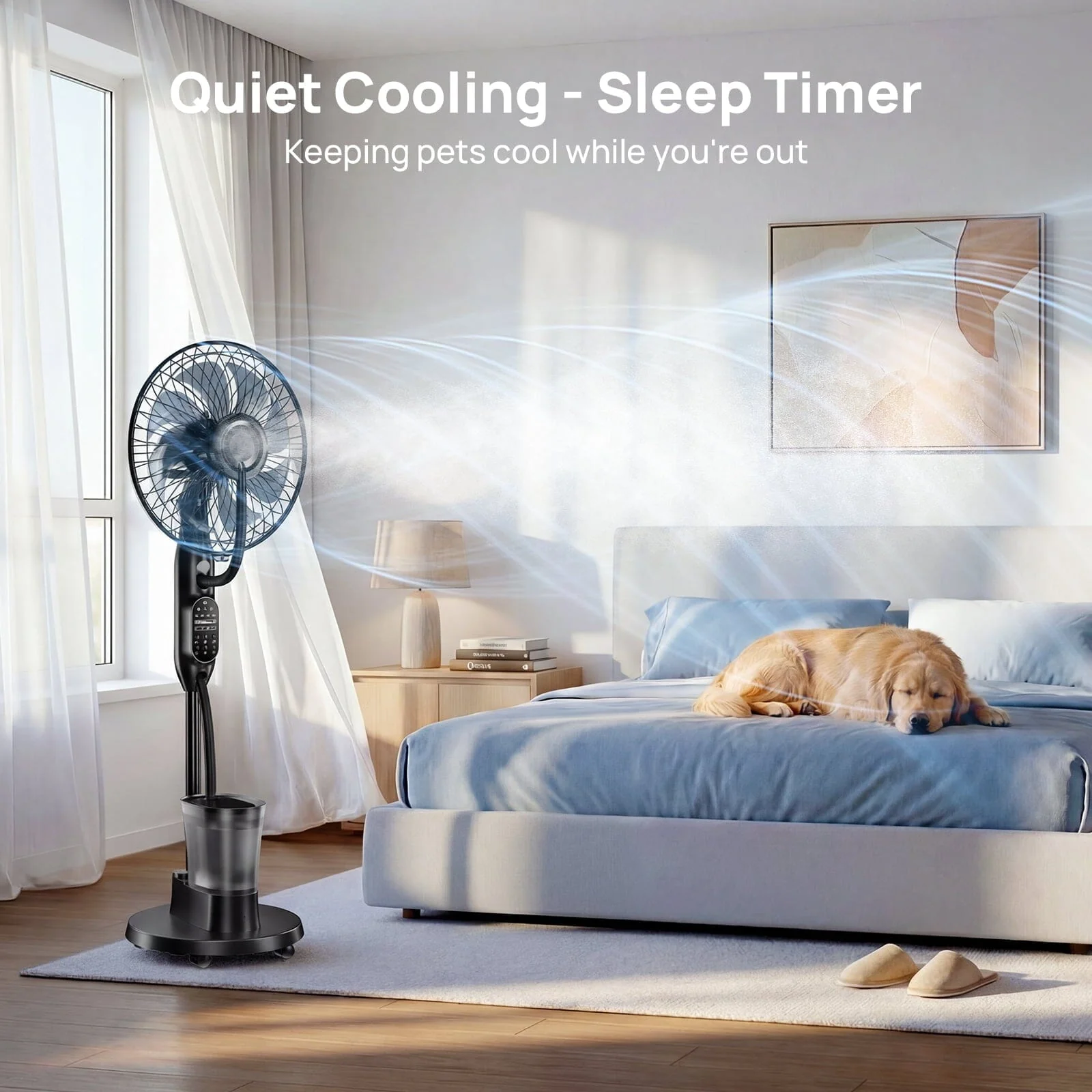 Pedestal Misting Fan, Mist Fan Mister Cooling Fan with 2.6L Large Water Tank, 9 Speeds Misting Standing Fan, Floor Fan with Remote for Home Bedroom Patio Outdoor - Image 7