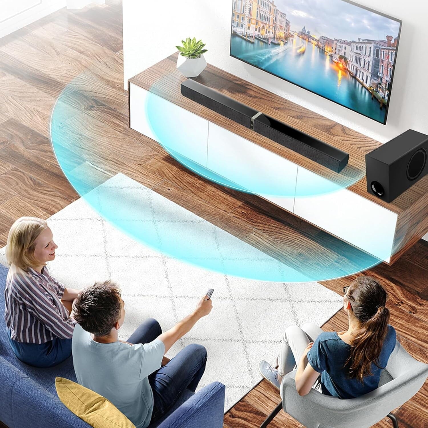 Cowin sound bar for smart TV, 120W sound bar with subwoofer, bluetooth 5.0 soundbar and deep bass, 2 in 1 separable bluetooth soundbar home theater speaker - Image 4
