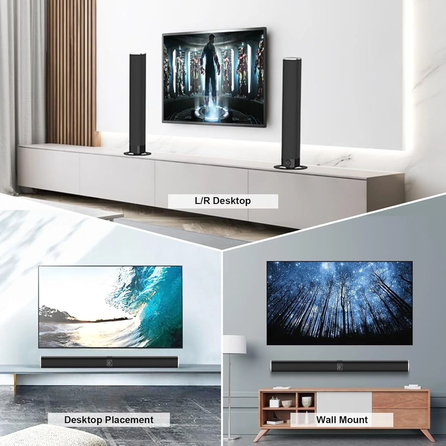 COWIN Sound Bar for TV 2 in 1 Separable Bluetooth Soundbar Home Theater Speakers with Arc/Optical/AUX Connect - Image 8