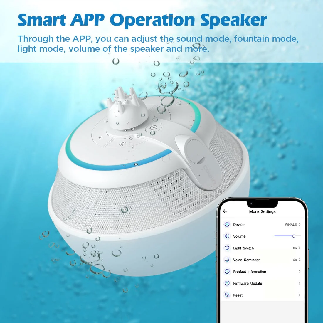 COWIN Whale IPX7 Waterproof Bluetooth Fountain Speaker - Image 3