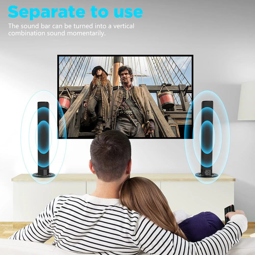 KY8000 Sound Bar, 2 in 1 Separable & 60W SoundBar for Smart TV, Bluetooth 5.0 Soundbar with Wired & Wireless Connect - Image 8